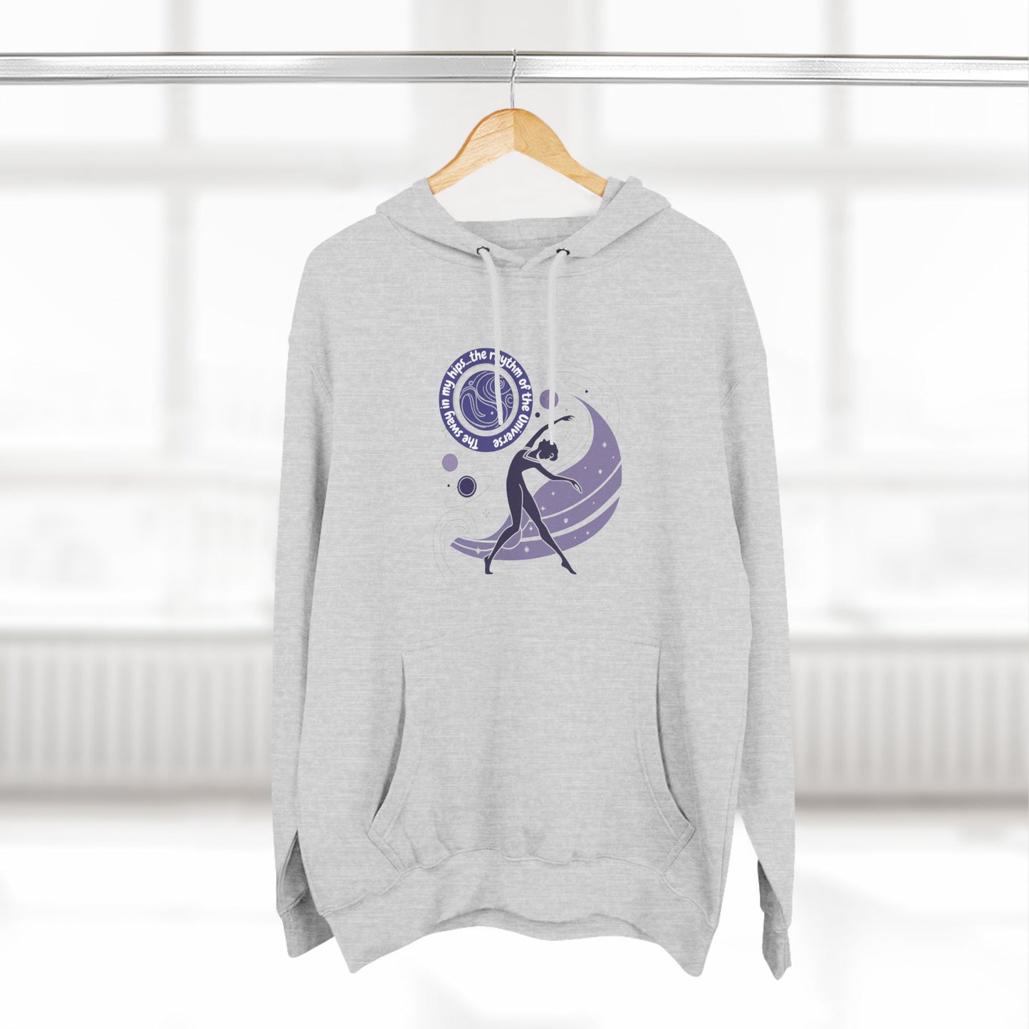 Cosmic Dance Three-Panel Fleece Hoodie - Unique Artistic Design for Creative Souls