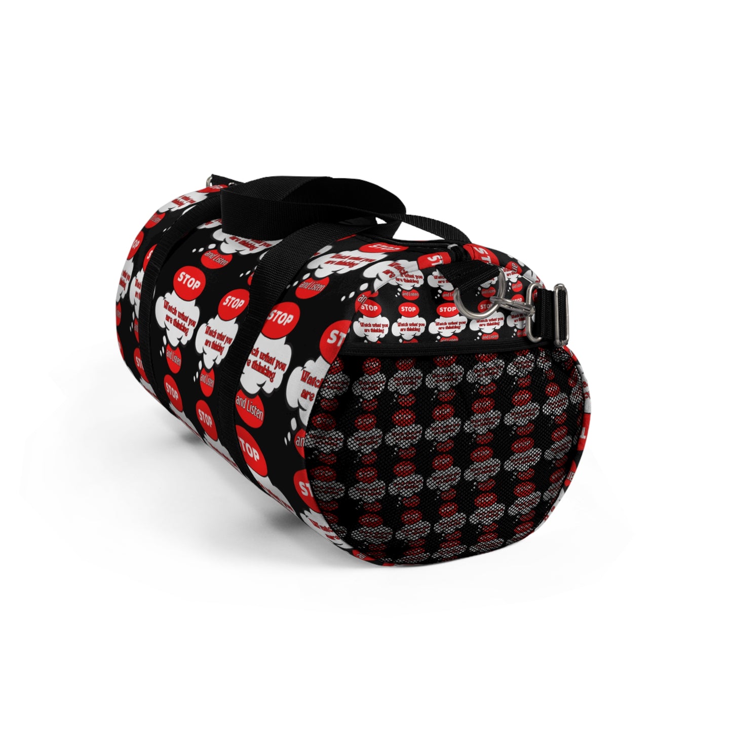 Motivational Duffel Bag - "Stop and Listen" Gym Bag with Graphic Design