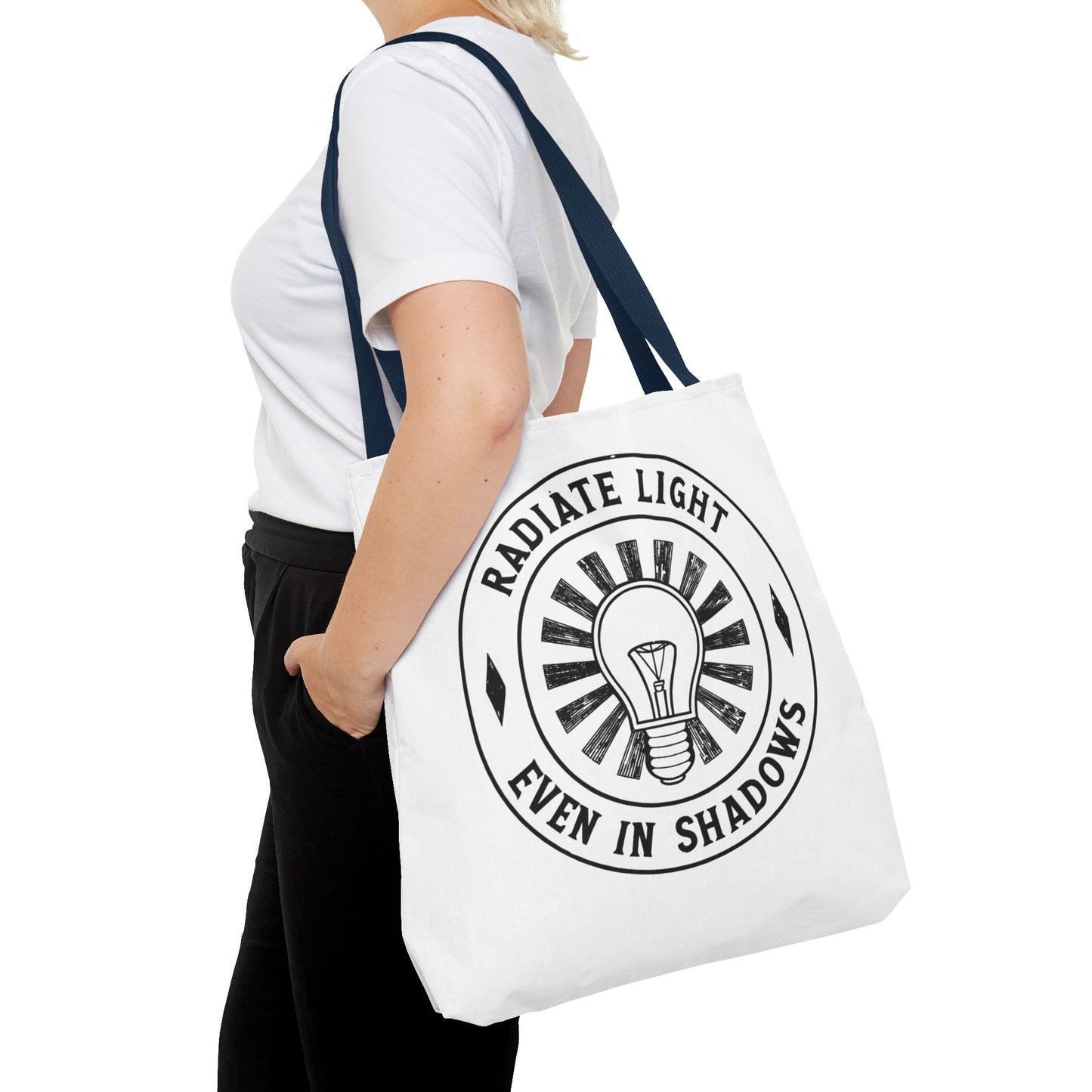 Inspirational Tote Bag - 'Radiate Light Even in Shadows'