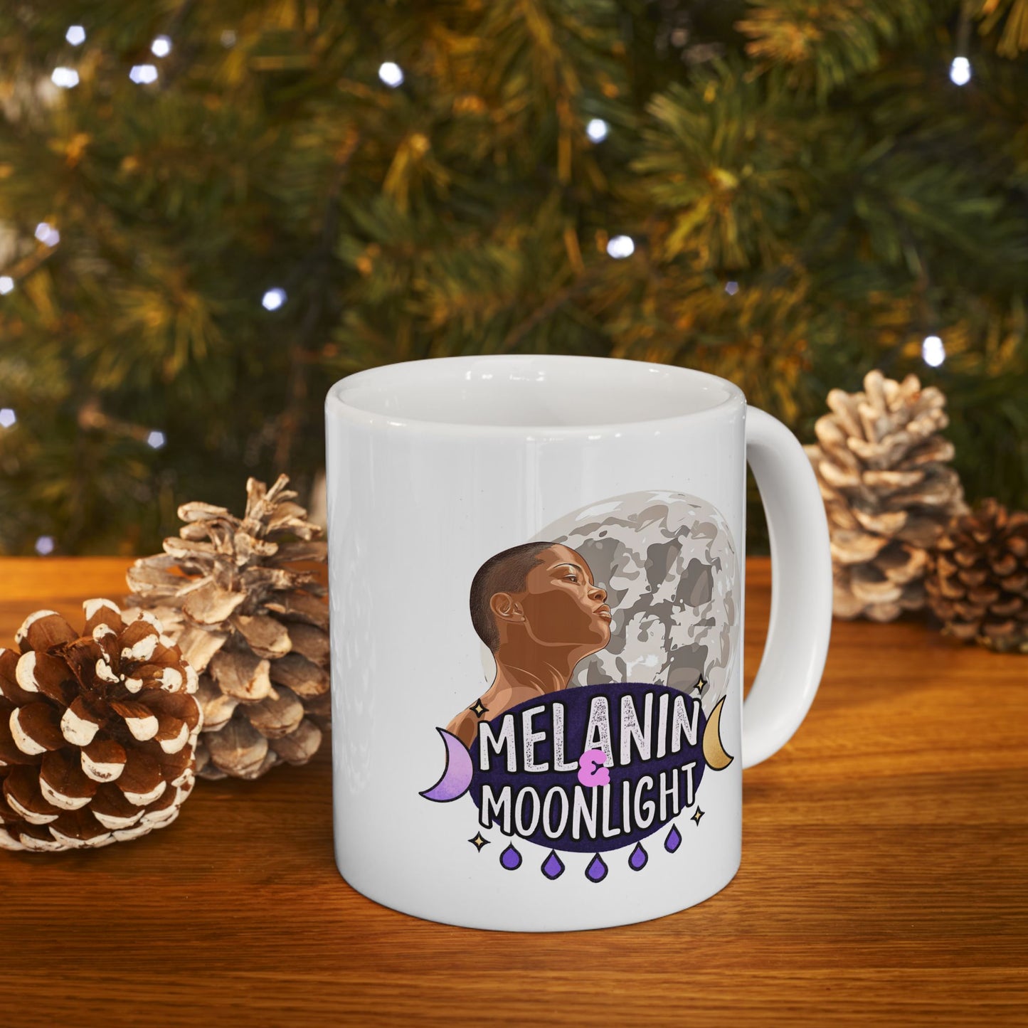 Moonlit Dreamer Ceramic Mug - 11oz & 15oz Moon Phase Design