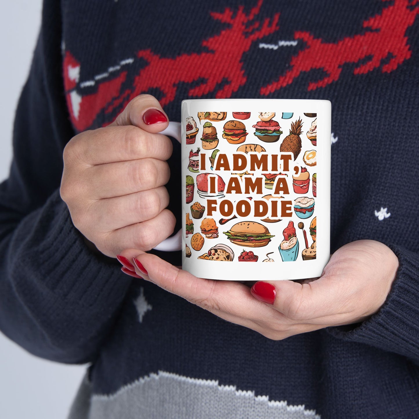Foodie Enjoyment Ceramic Mug - Fun Culinary Art 11oz & 15oz