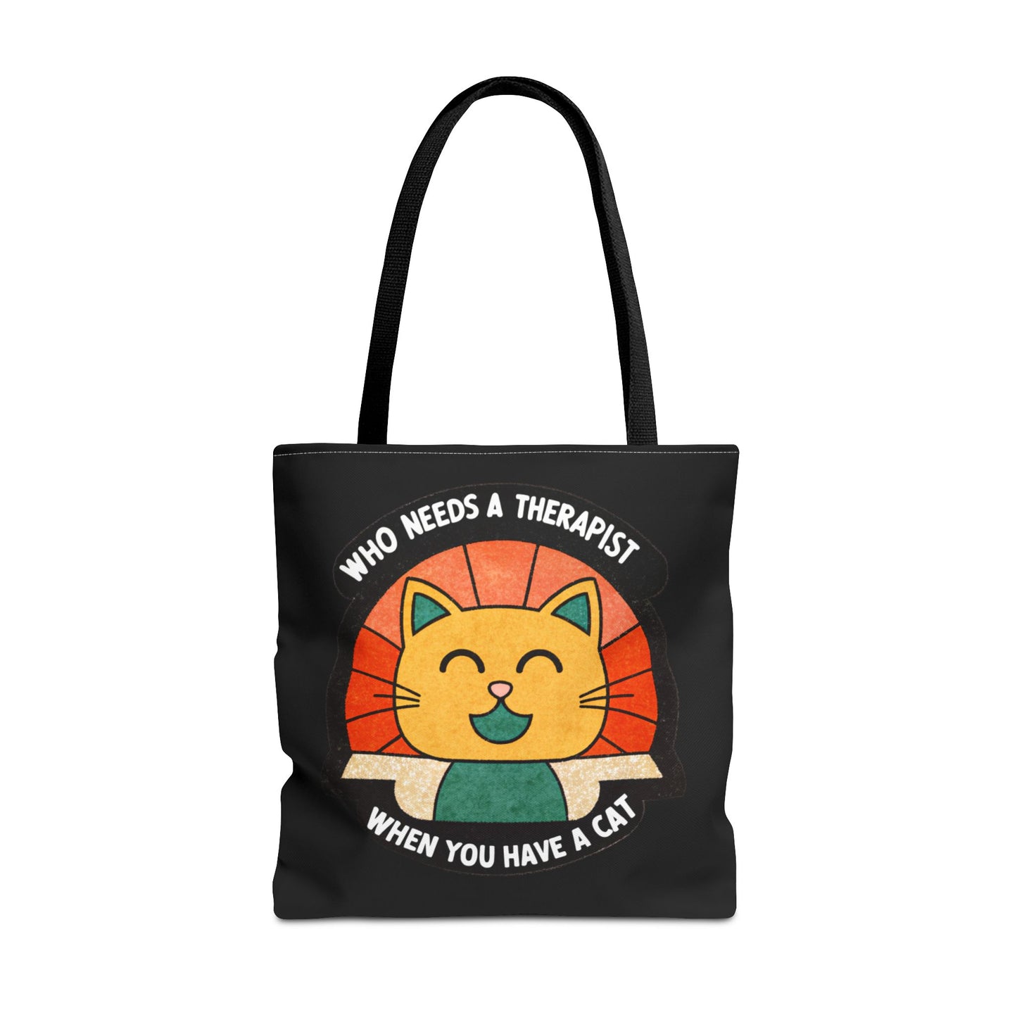 Funny Cat Tote Bag - "Who Needs a Therapist When You Have a Cat"