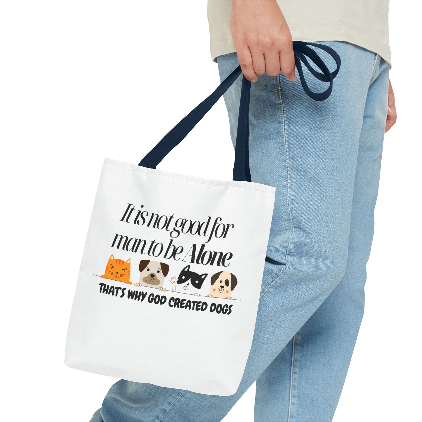 Dog Lover Tote Bag - "It is not good for man to be Alone" Design