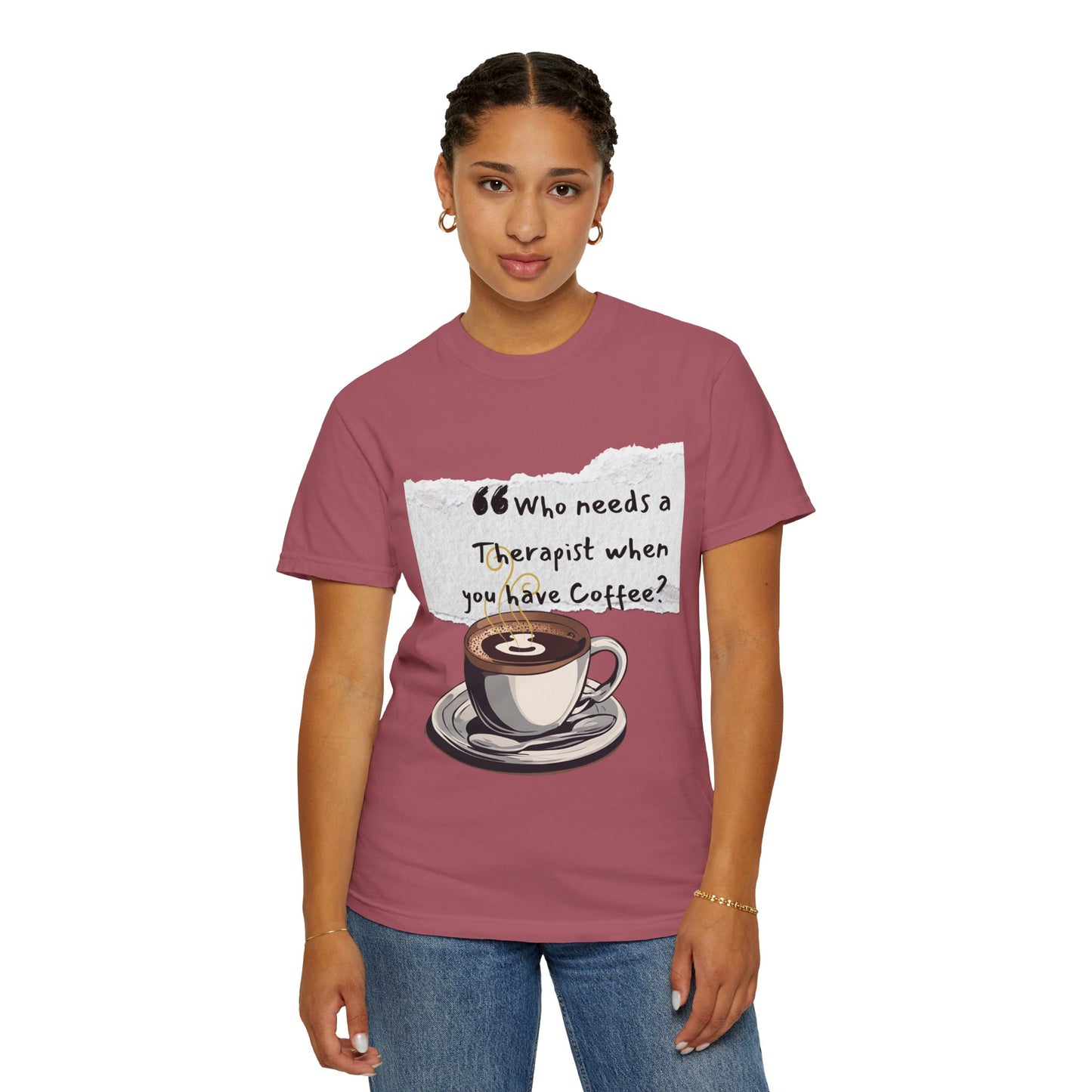 Unisex Coffee Therapy T-Shirt - "Who Needs a Therapist When You Have Coffee?"