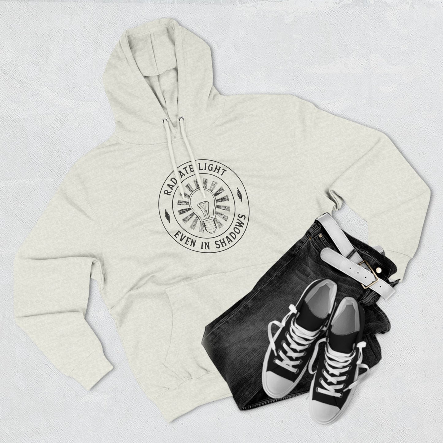 Radiate Light Fleece Hoodie - Inspirational Design for Comfort and Style