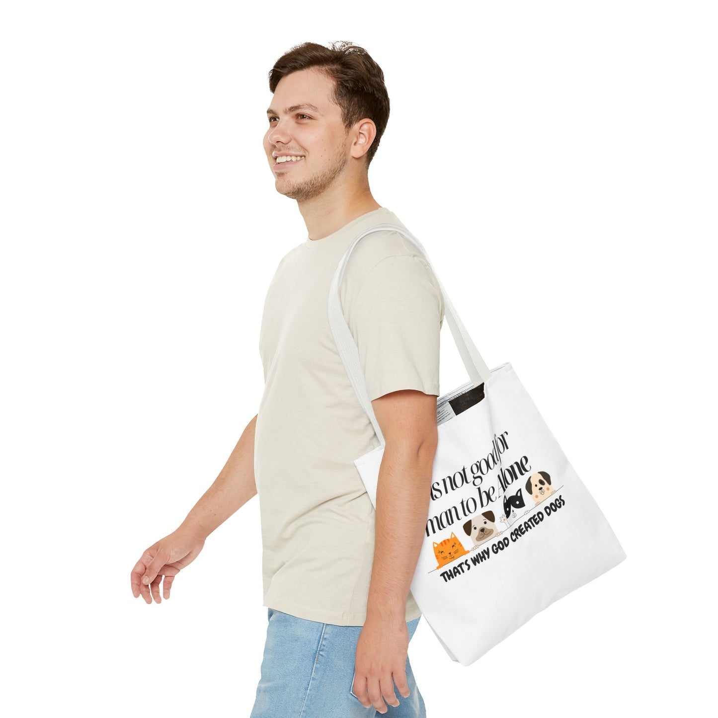Dog Lover Tote Bag - "It is not good for man to be Alone" Design