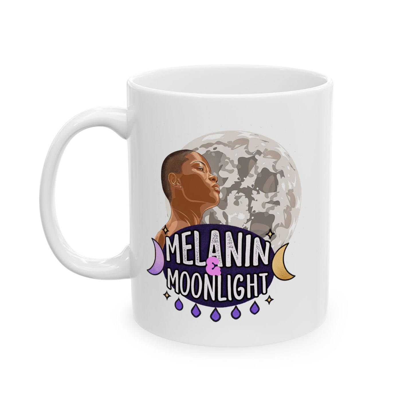 Moonlit Dreamer Ceramic Mug - 11oz & 15oz Moon Phase Design