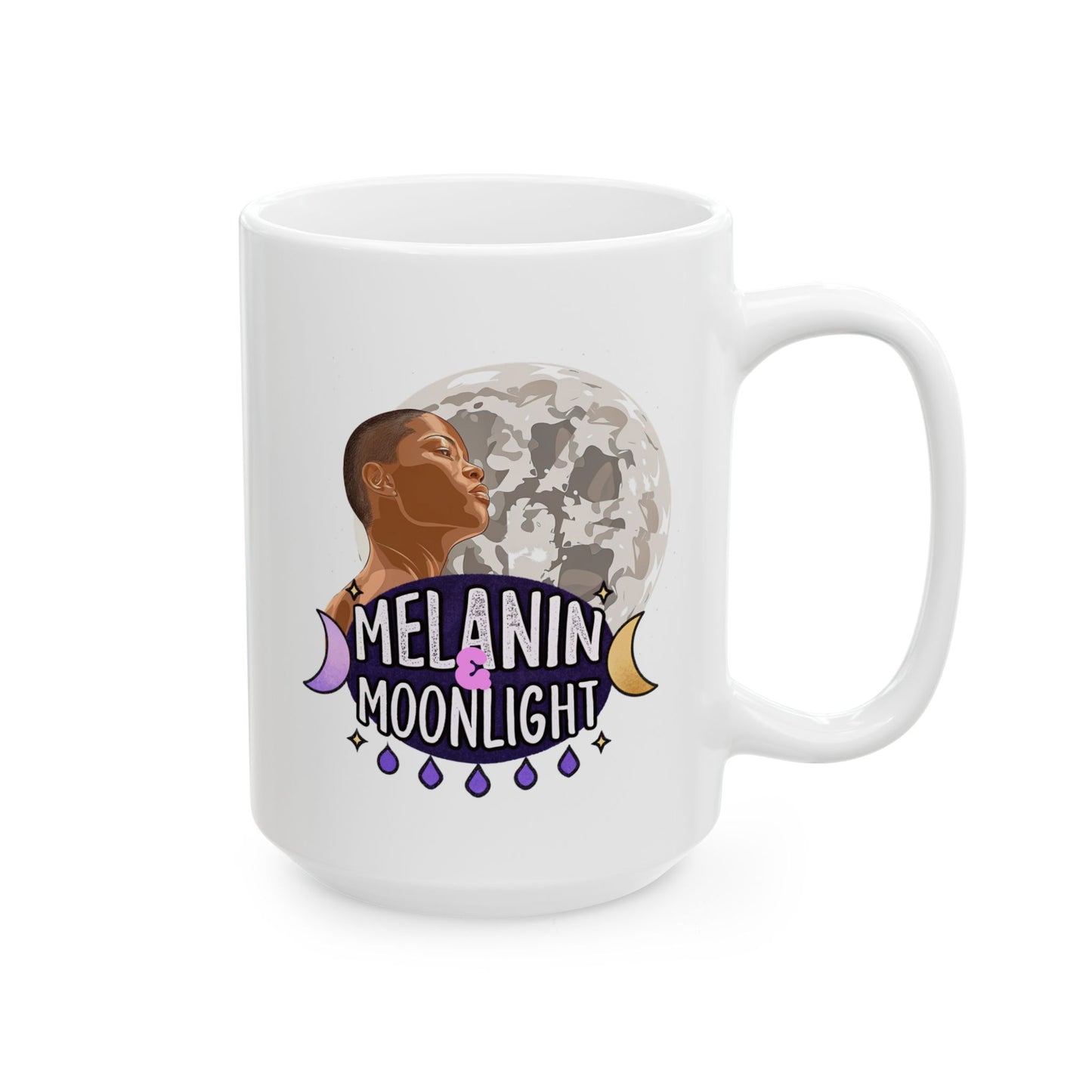 Moonlit Dreamer Ceramic Mug - 11oz & 15oz Moon Phase Design