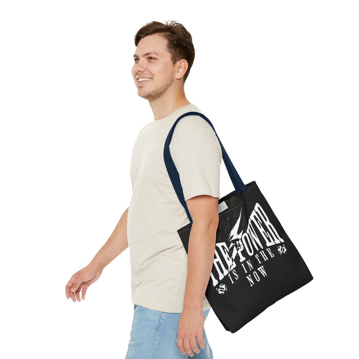 Empowerment Tote Bag - "The Power is in the Now" - Motivational Black Tote for Everyday Use