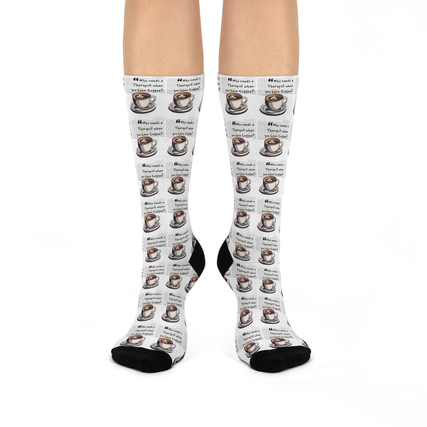 Funny Coffee Lover Cushioned Crew Socks | Perfect Gift for Coffee Enthusiasts & Holidays