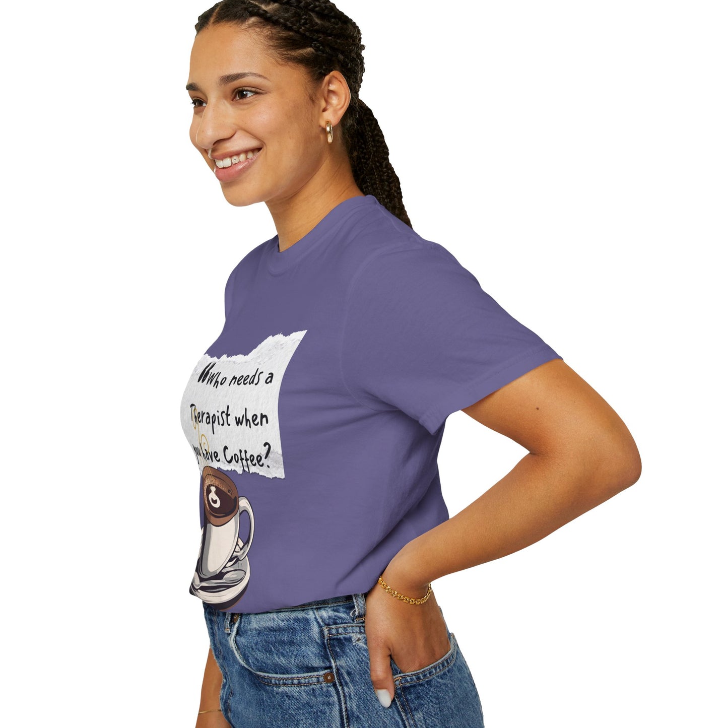 Unisex Coffee Therapy T-Shirt - "Who Needs a Therapist When You Have Coffee?"