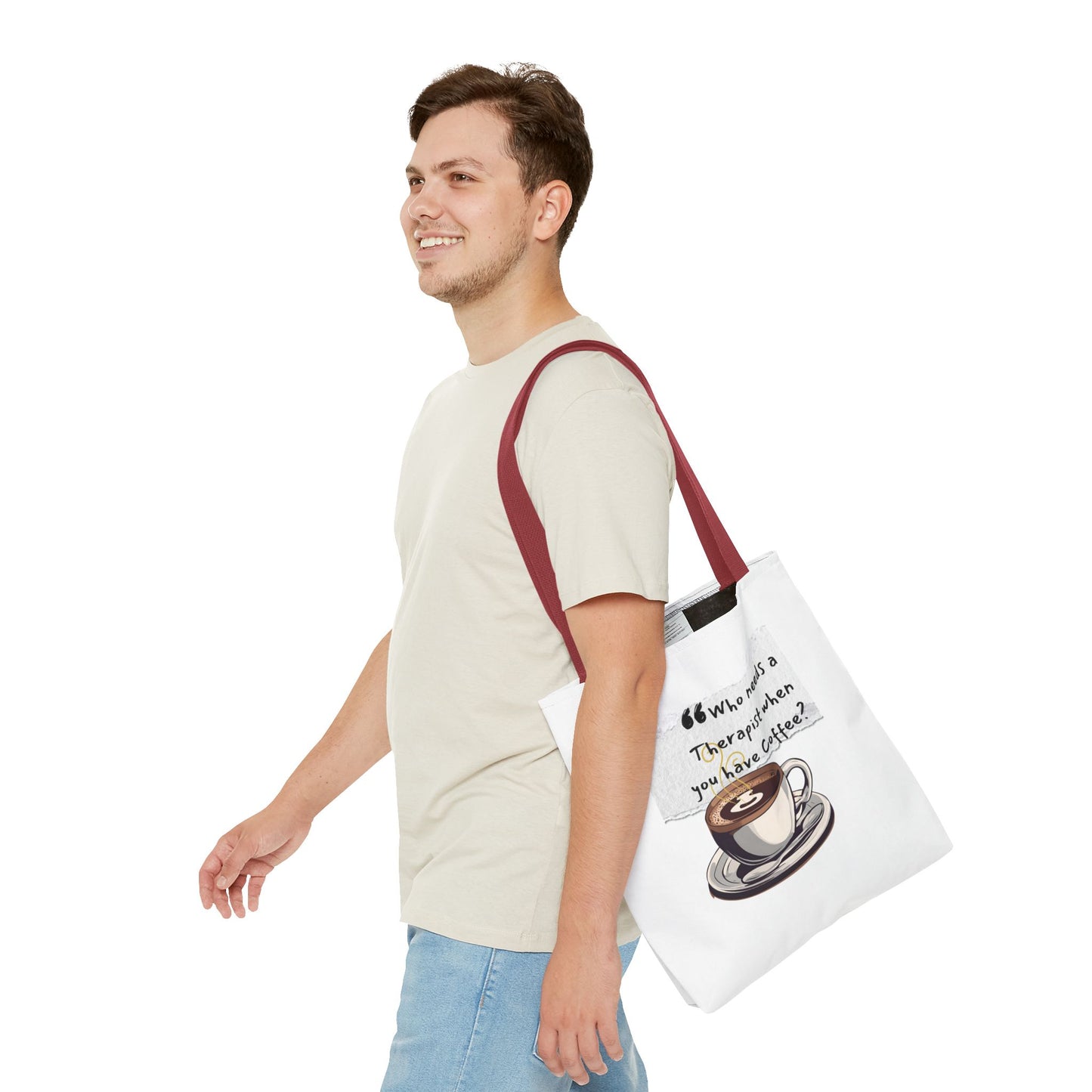 Coffee Lover's Tote Bag - "Who Needs a Therapist When You Have Coffee?"