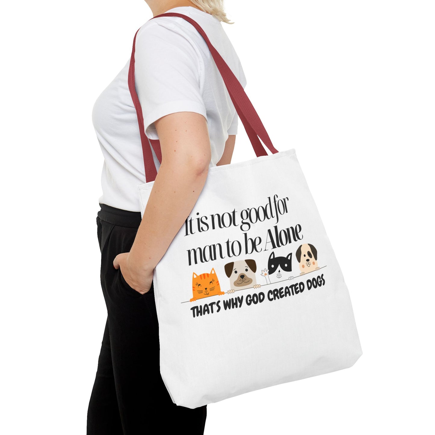Dog Lover Tote Bag - "It is not good for man to be Alone" Design
