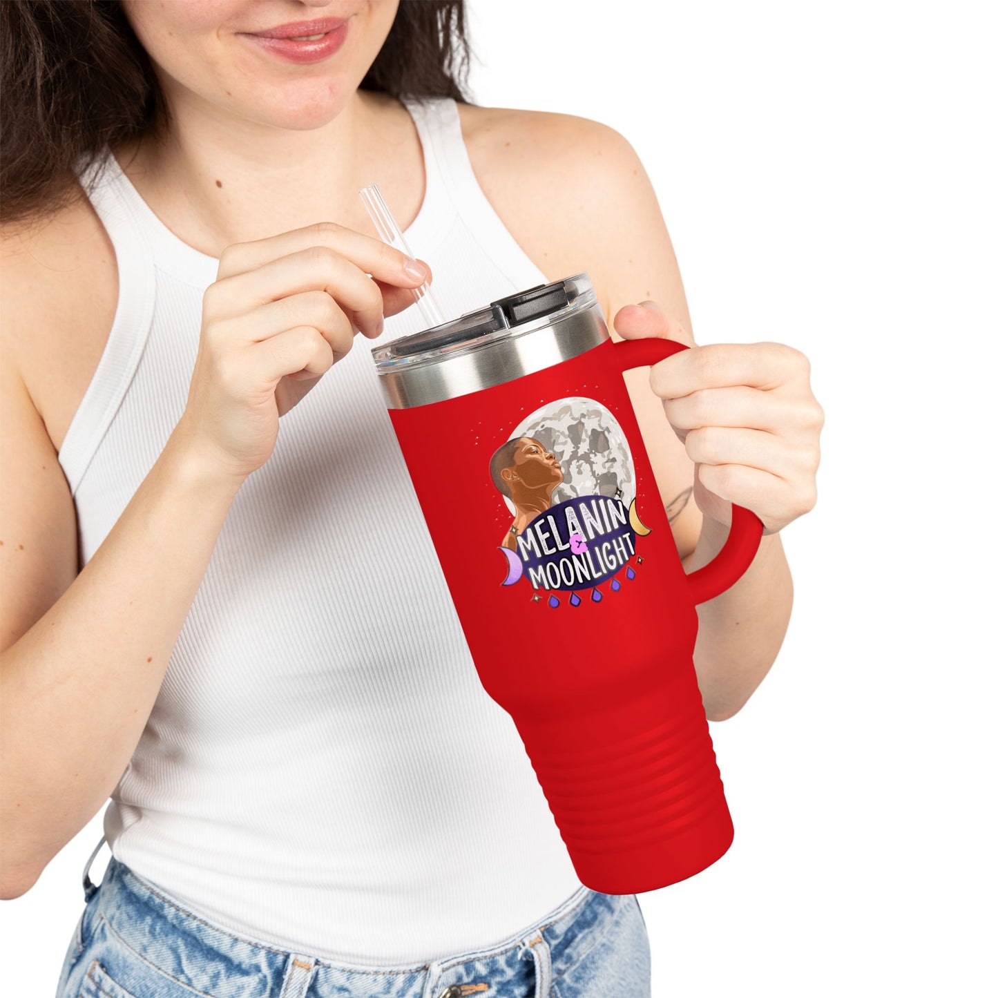 Personalized Insulated Travel Mug - 40oz Moonlight Design