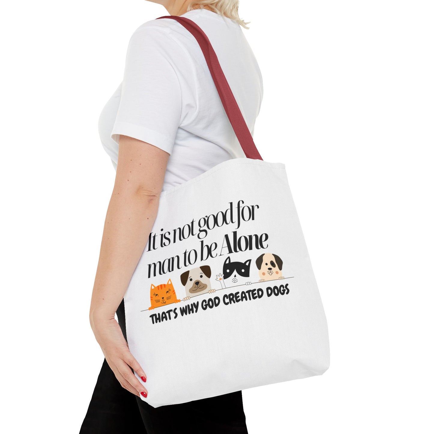 Dog Lover Tote Bag - "It is not good for man to be Alone" Design