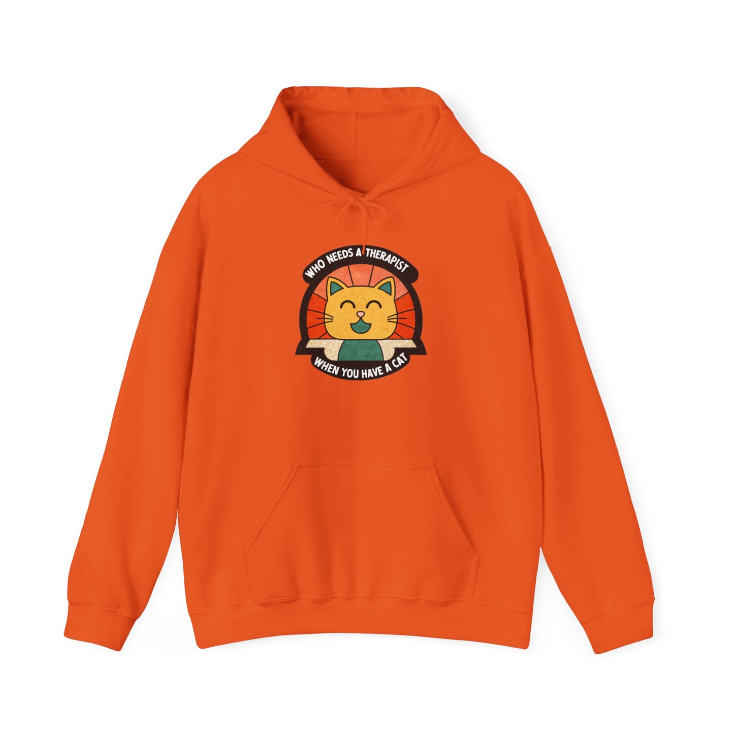 Funny Cat Sweatshirt - 'Who Needs a Therapist When You Have a Cat?' Unisex Hoodie