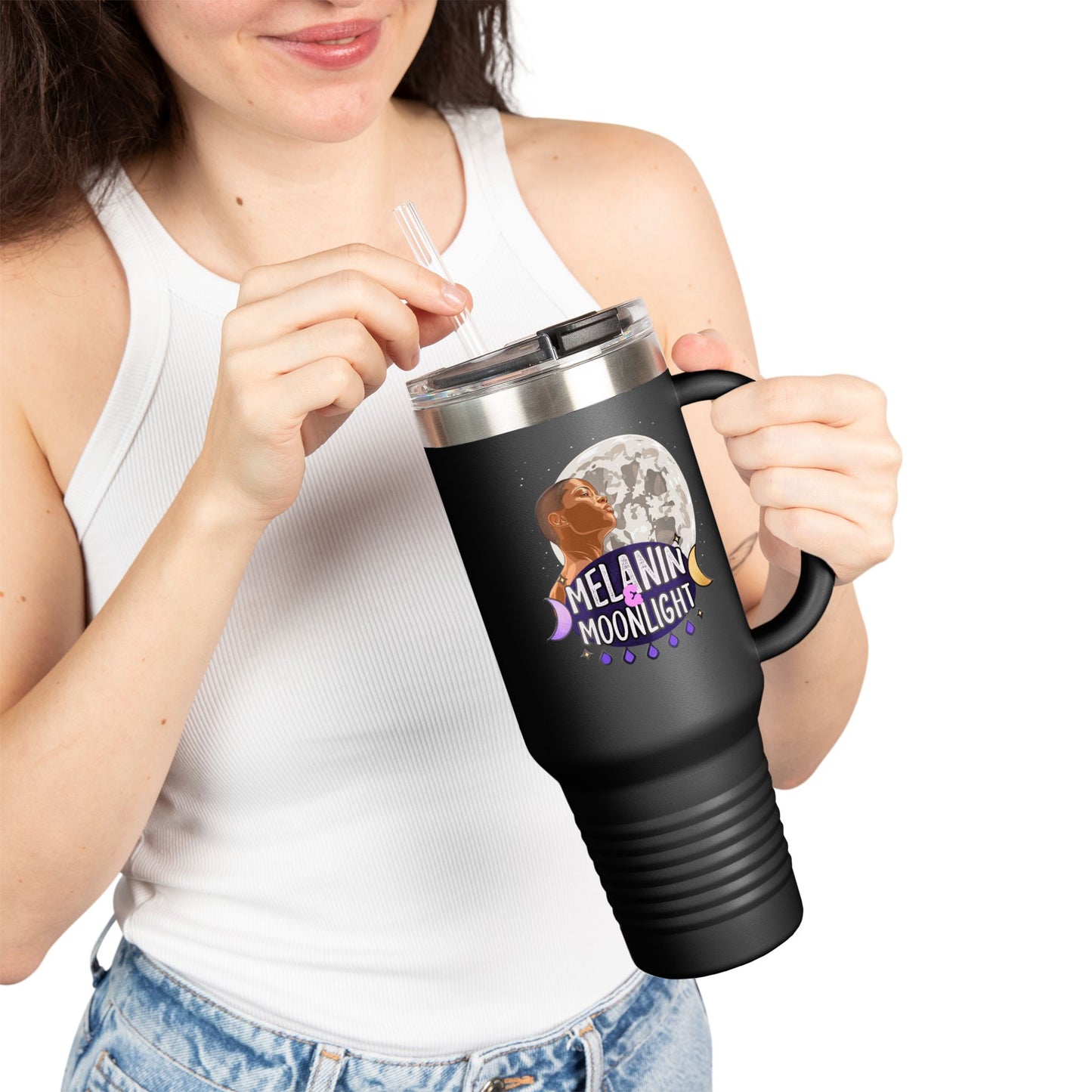 Personalized Insulated Travel Mug - 40oz Moonlight Design