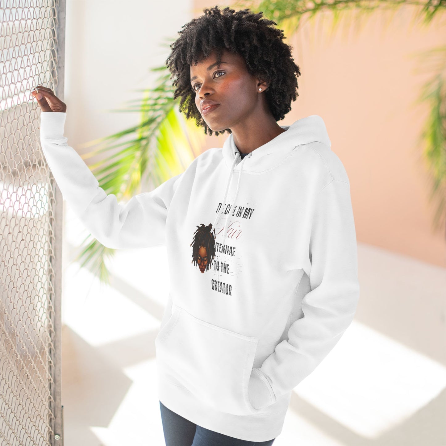 Inspiring Three-Panel Fleece Hoodie - "The Coil in My Hair" for Creators
