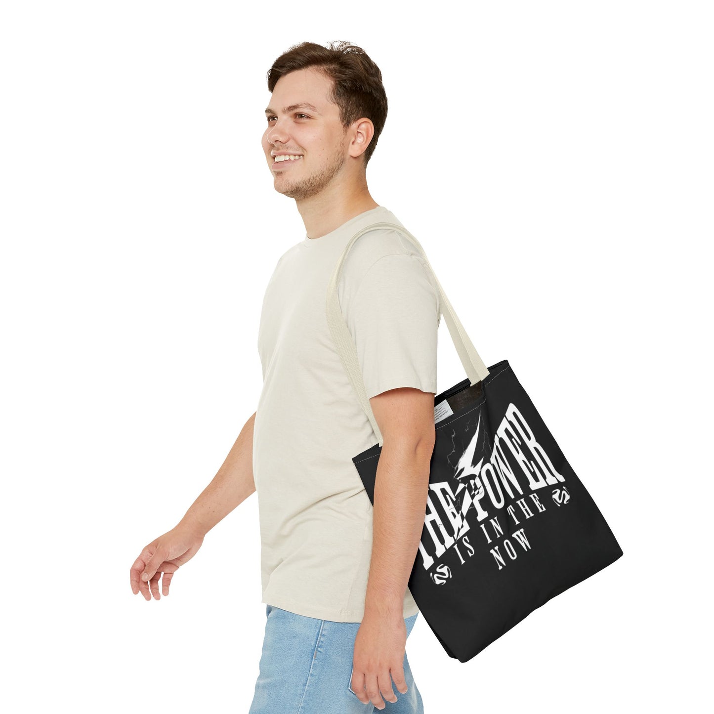 Empowerment Tote Bag - "The Power is in the Now" - Motivational Black Tote for Everyday Use