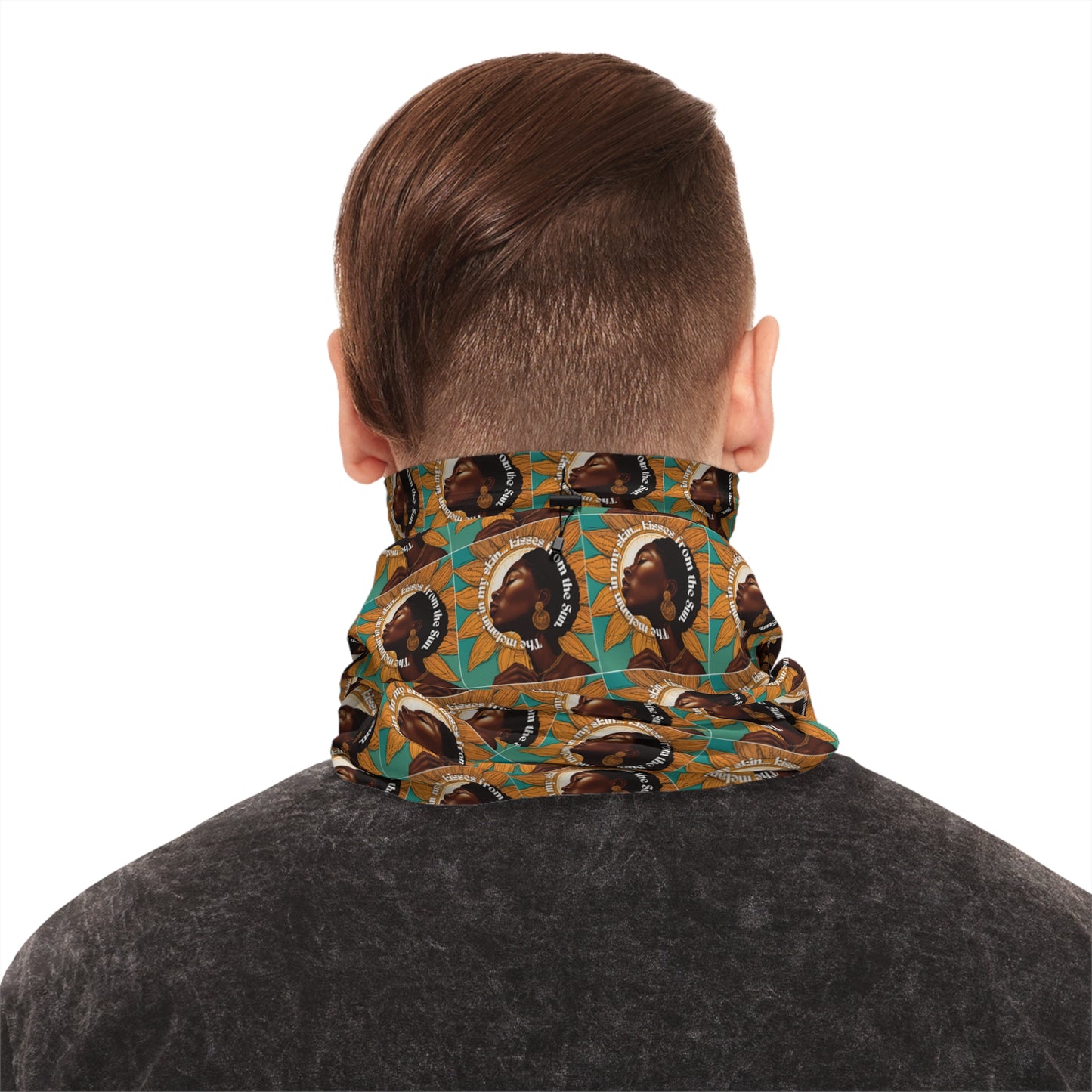 Stylish Winter Neck Gaiter with Drawstring - Unique Art Design
