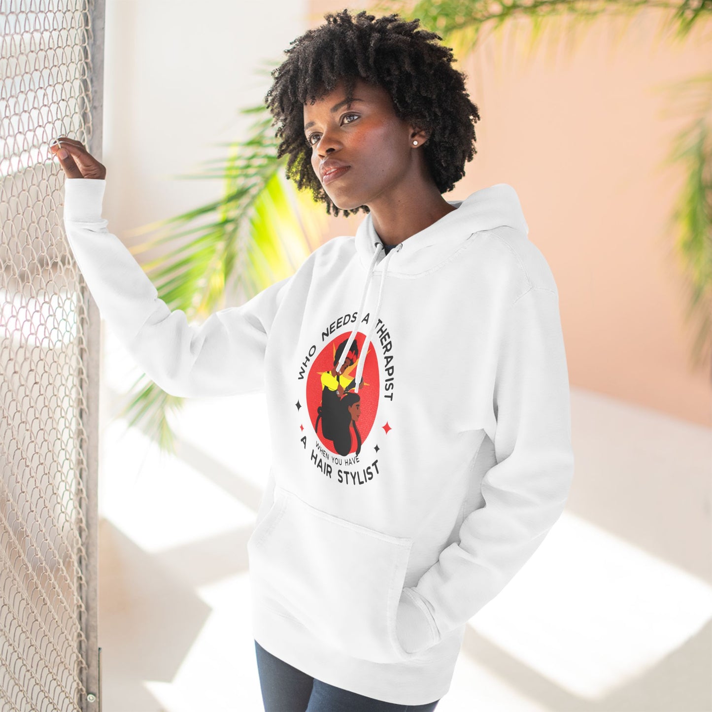 Who Needs a Therapist Fleece Hoodie - Hair Stylist Humor Sweatshirt