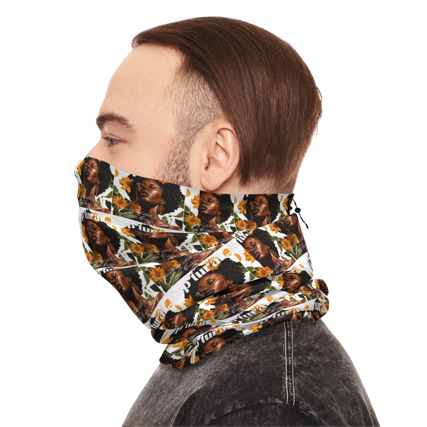 Artistic Winter Neck Gaiter with Drawstring - Cozy & Stylish Accessory for Cold Days