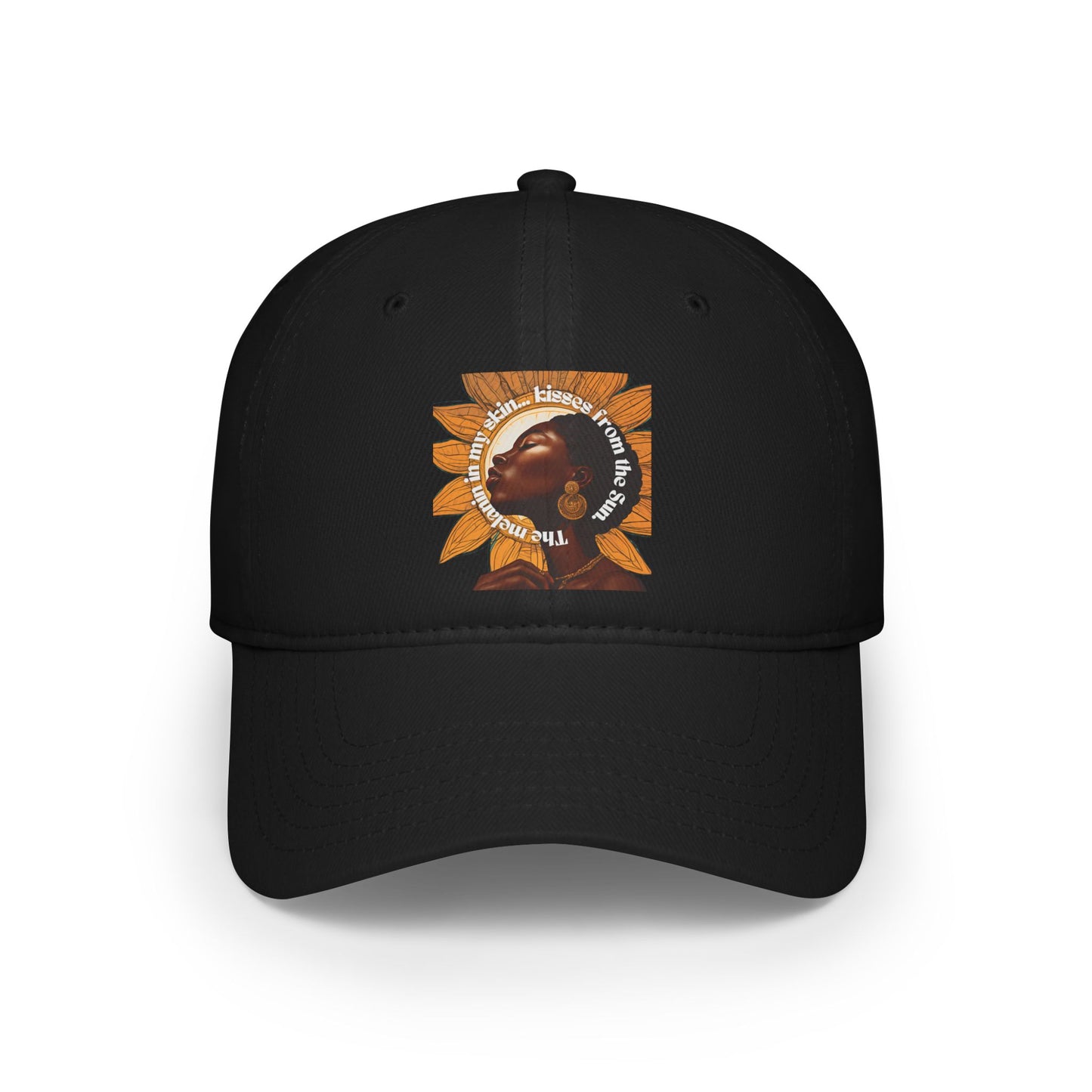 Sunflower Vibes Low Profile Baseball Cap with Inspirational Quote