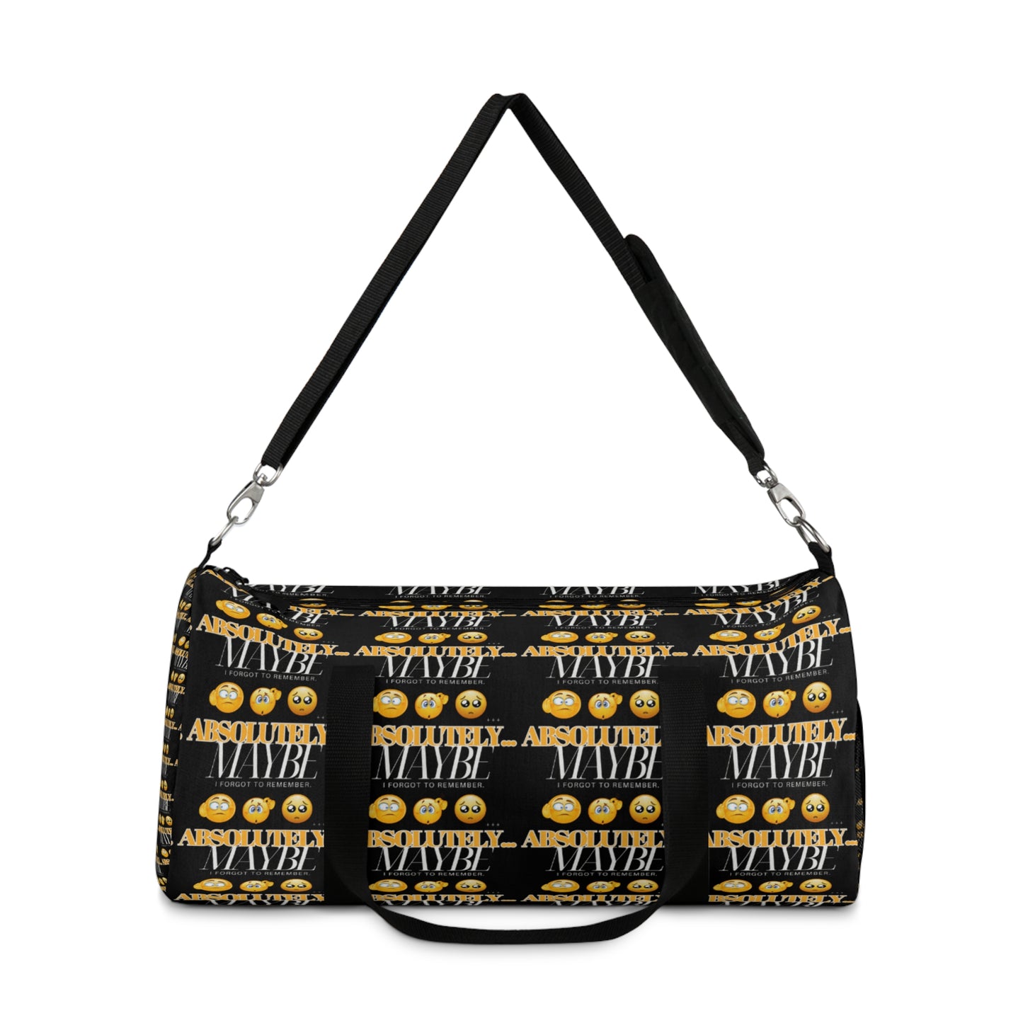 Bold "Absolutely Maybe" Duffel Bag for Travel and Fitness