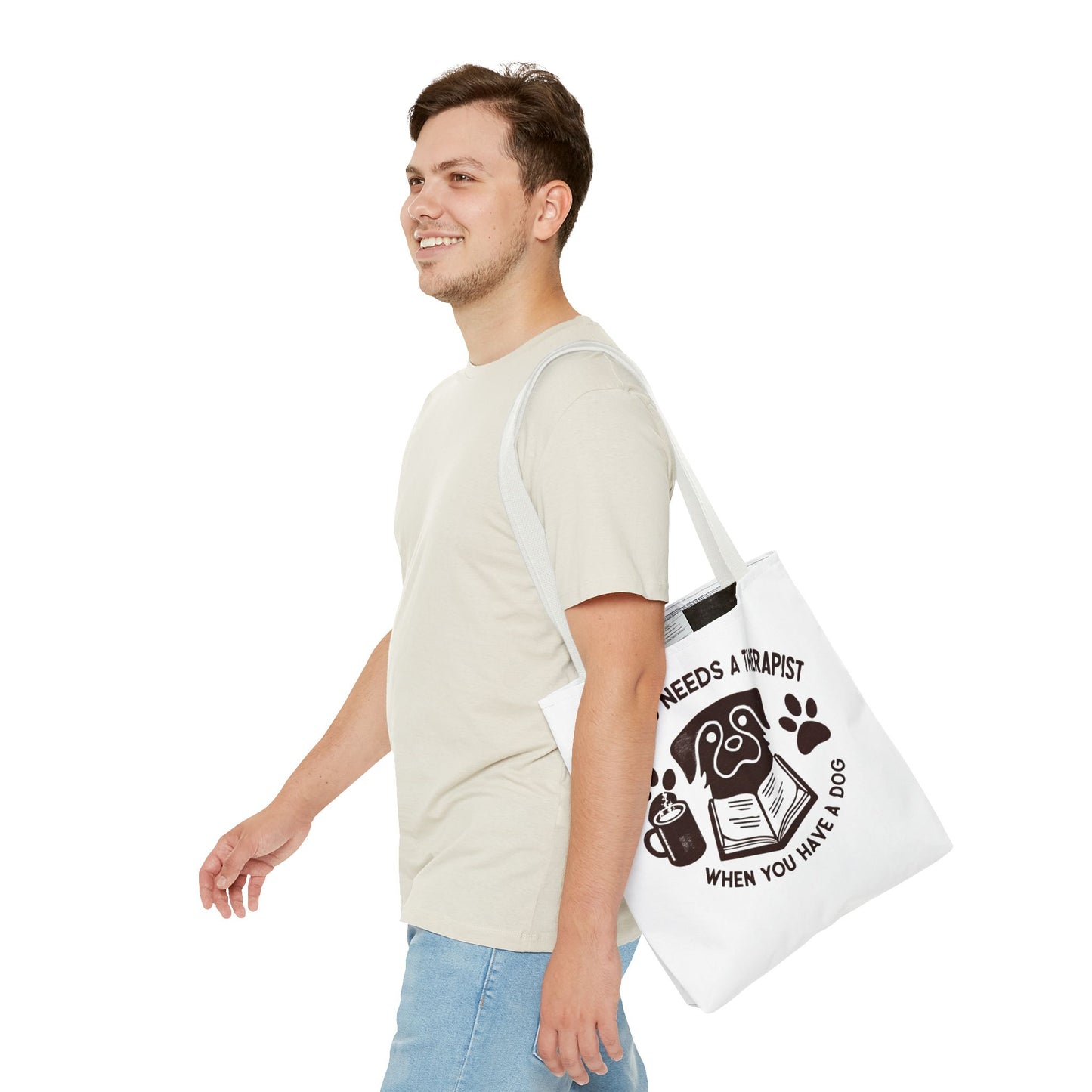 Dog Lover Tote Bag - 'Who Needs a Therapist When You Have a Dog?'