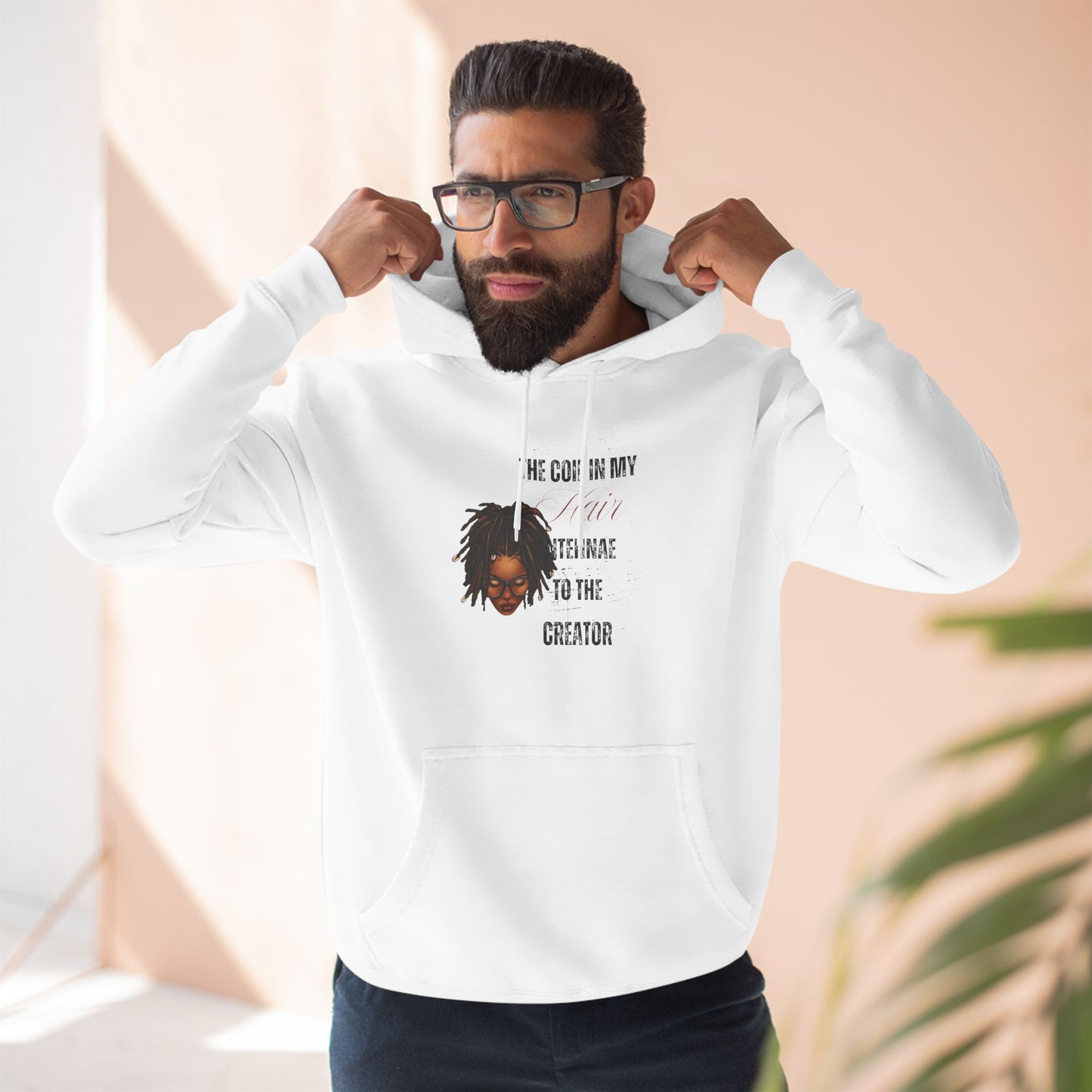 Inspiring Three-Panel Fleece Hoodie - "The Coil in My Hair" for Creators