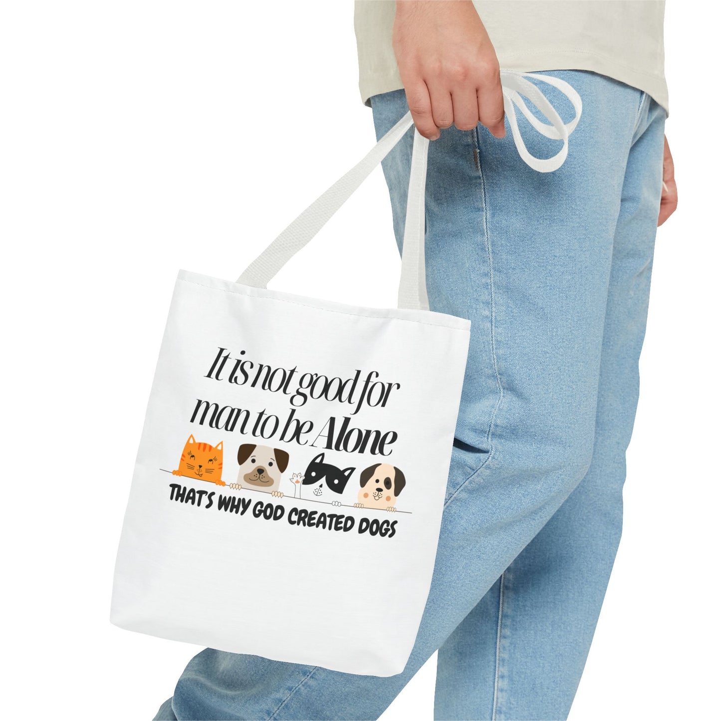 Dog Lover Tote Bag - "It is not good for man to be Alone" Design