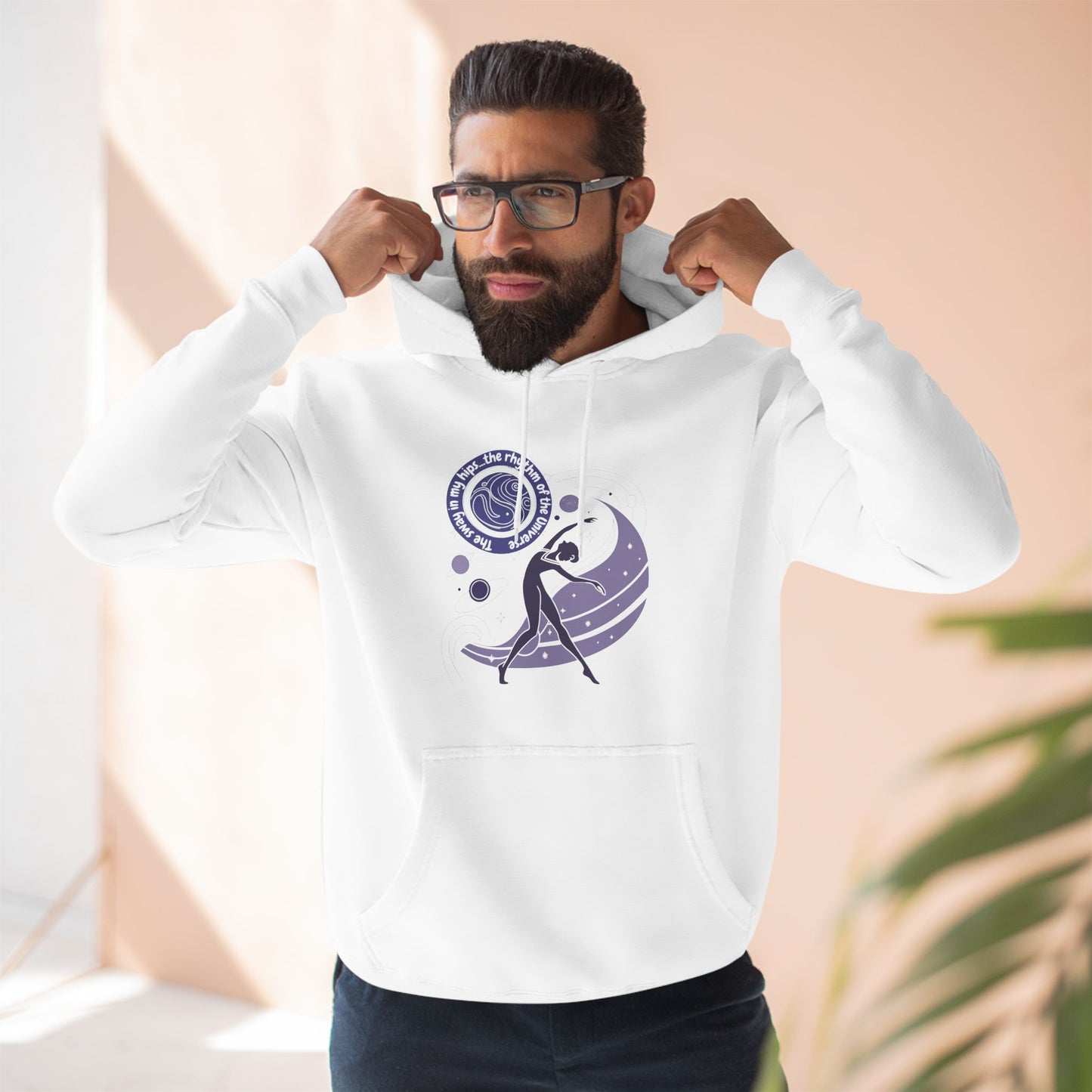 Cosmic Dance Three-Panel Fleece Hoodie - Unique Artistic Design for Creative Souls