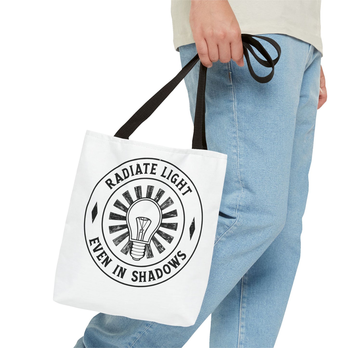 Inspirational Tote Bag - 'Radiate Light Even in Shadows'