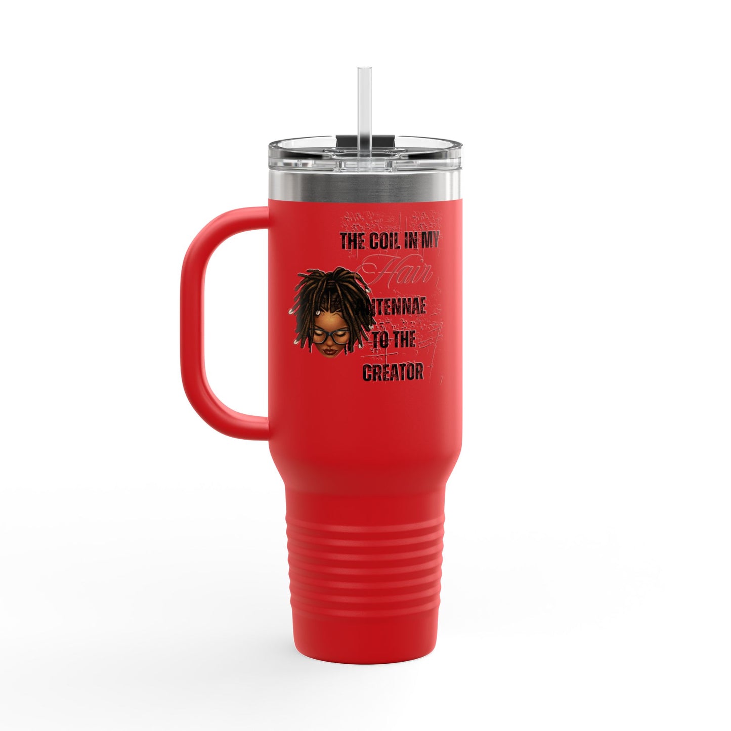 Personalized 40oz Insulated Travel Mug - 'The Coil in My Hair' Design