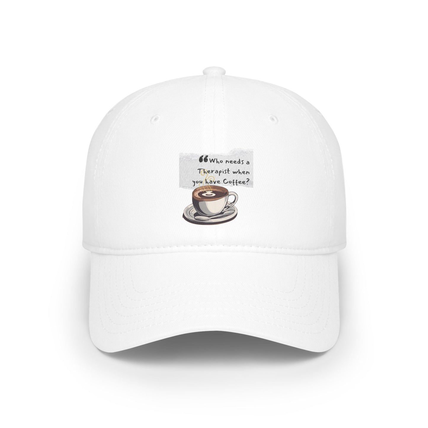 Coffee Lover's Low Profile Baseball Cap - 'Who Needs a Therapist?' Red Hat