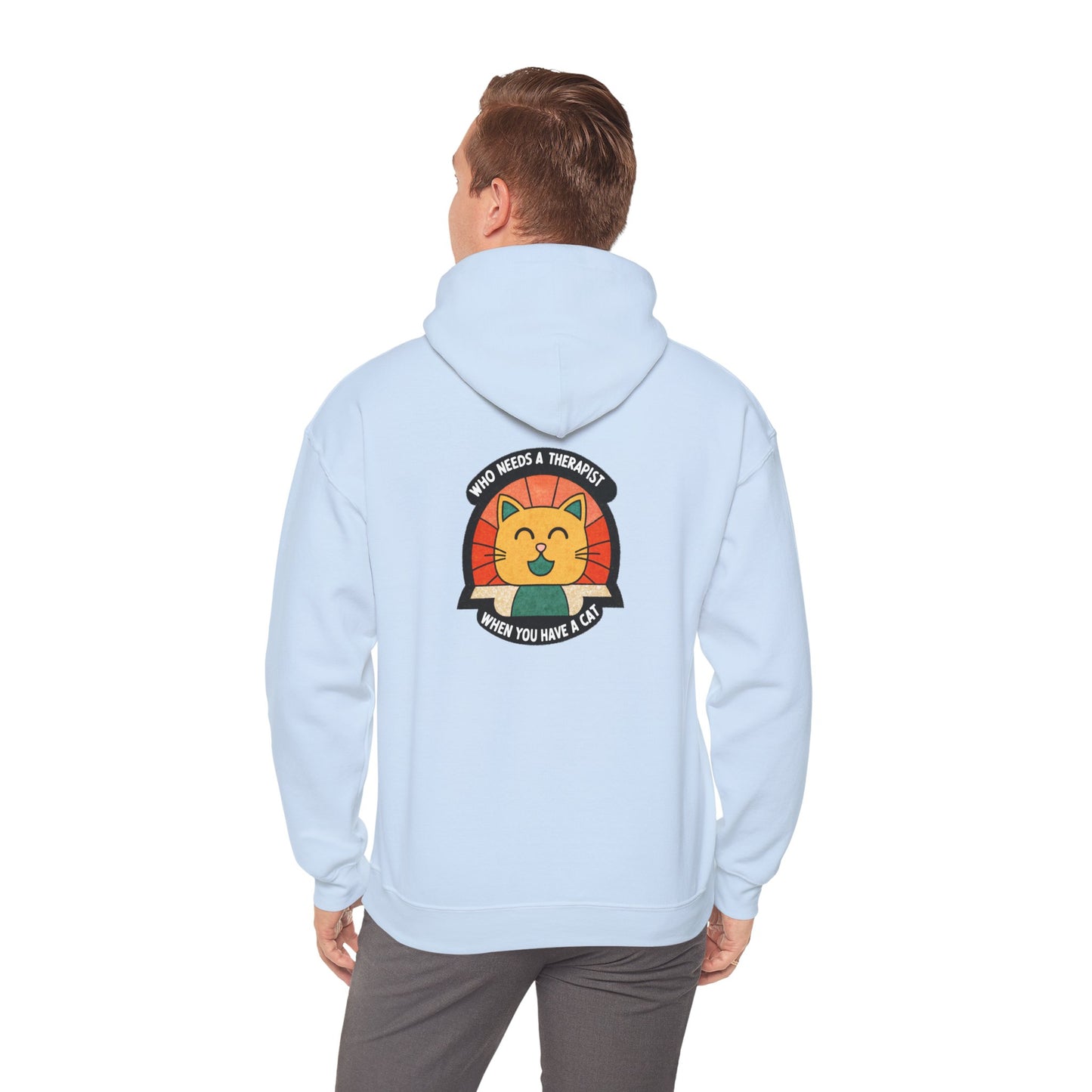 Funny Cat Sweatshirt - 'Who Needs a Therapist When You Have a Cat?' Unisex Hoodie