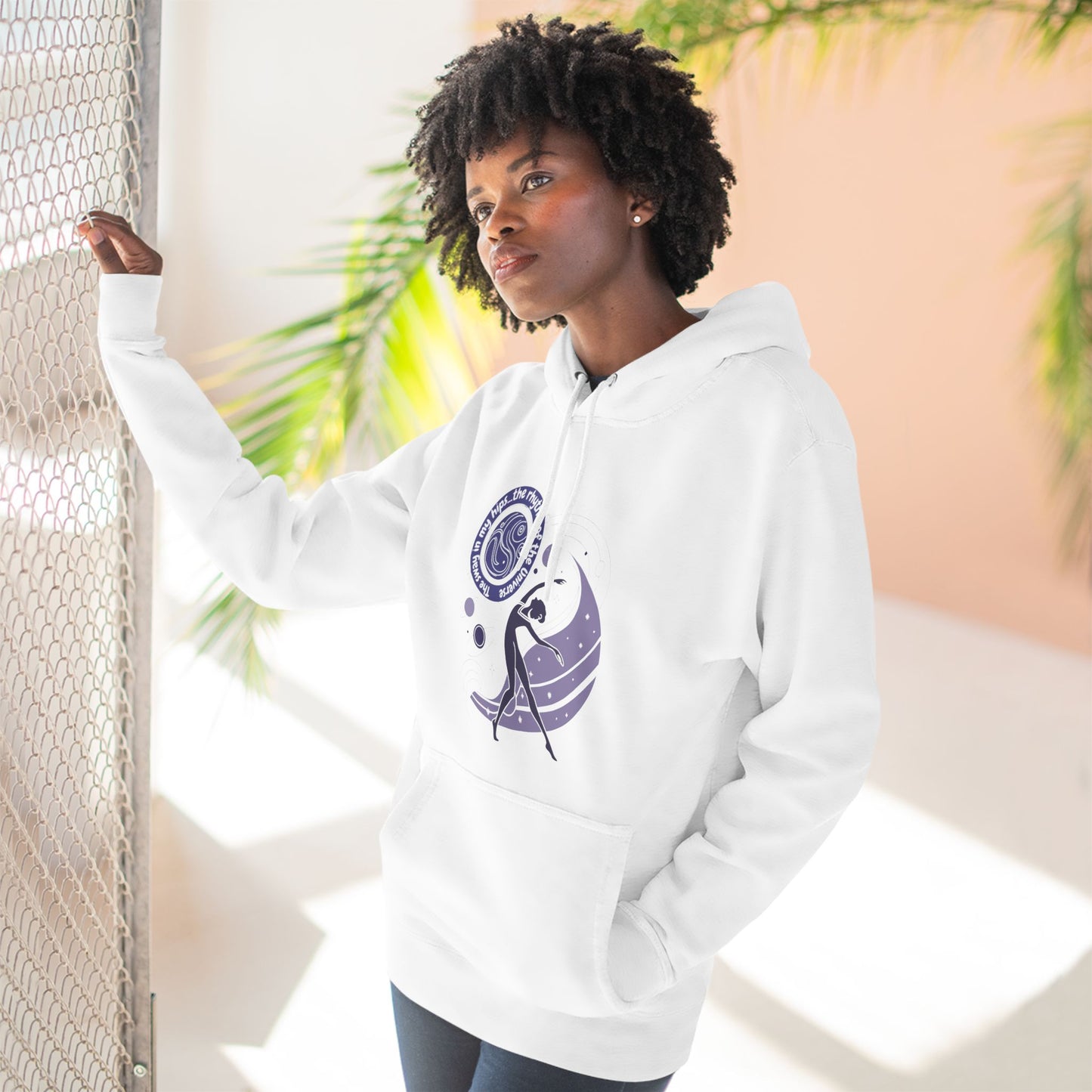 Cosmic Dance Three-Panel Fleece Hoodie - Unique Artistic Design for Creative Souls