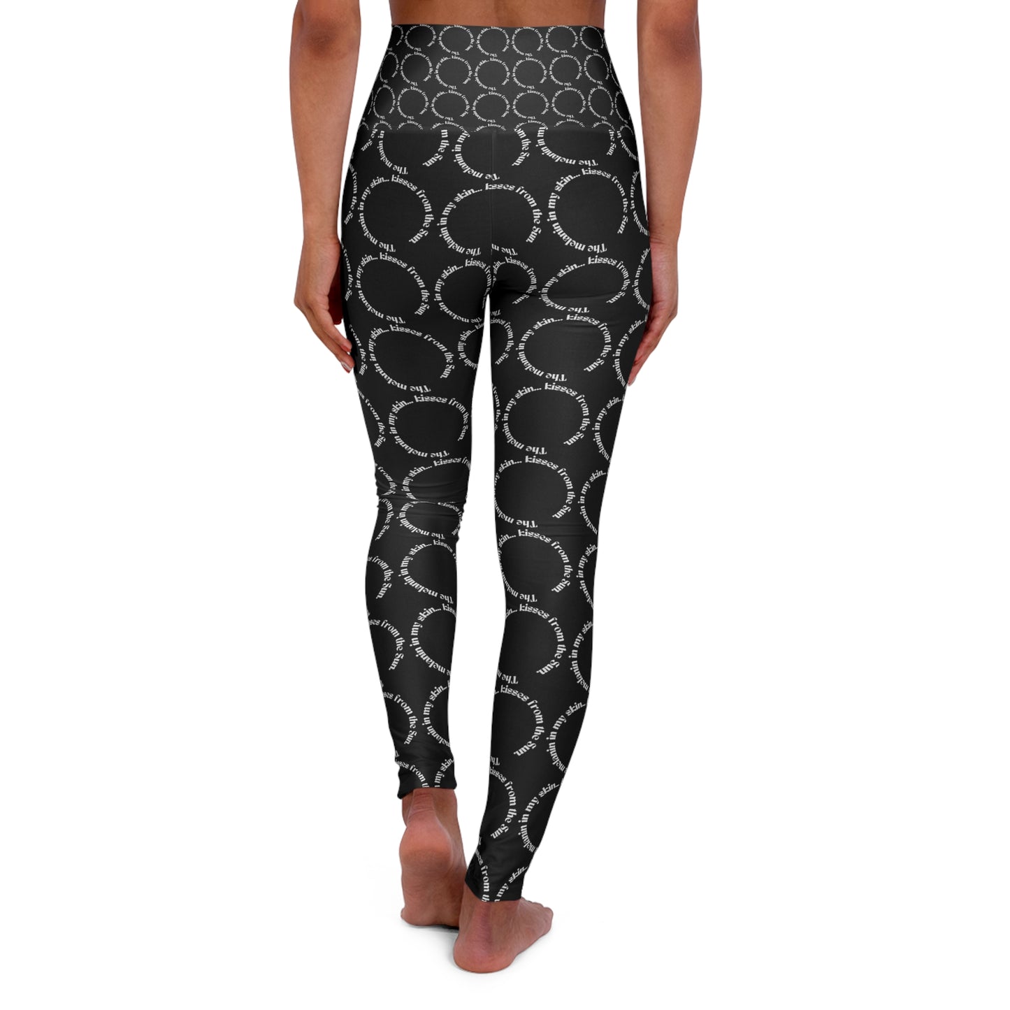 High Waisted Yoga Leggings with Elegant Graphic Design - Perfect for Fitness & Everyday Wear