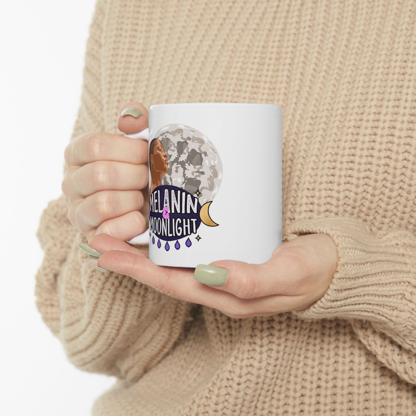 Moonlit Dreamer Ceramic Mug - 11oz & 15oz Moon Phase Design